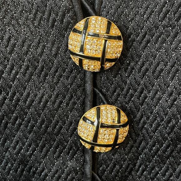 Escada Couture Black Corset Blazer Jacket Size 36 – Gold Button Sculpted Waist - Picture 10 of 13